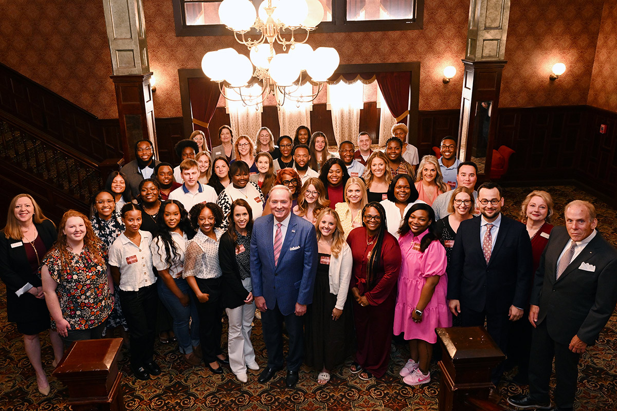 MSU-Meridian’s inaugural Accelerated Master of Science in Nursing cohort of 36 students with university President Keenum