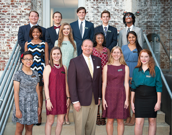 President Mark E. Keenum (first row, center) welcomes the 2016-17 class of MSU Presidential Scholars.